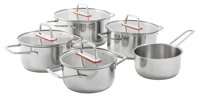 Produktbild von KOPF Topfset Jara aus Edelstahl, Induktion, Kochtopfset mit praktischem Abgießrand, 9-teilig
