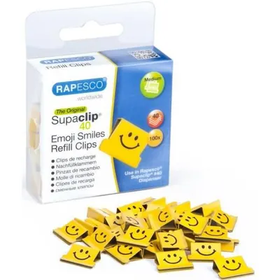 Produktbild von RAPESCO Dokumentenclips Supaclip 40 gelb Smiley-Motiv 100 Stück
