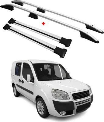 Zdjęcie produktu dla Zestaw relingów dachowych do Fiata Doblo I 2000–2010, aluminium, kolor szary, wersja L1, krótki rozstaw osi, 4 szt.