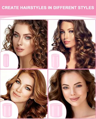 Produktbild von Lockenwickler-Set 50PC, große und kleine Lockenwickler in 4 Größen 25/36/48/60mm | Selbsthaftende Lockenwickler mit Clips, rosa Haarwickler für lange, mittlere und kurze Haare