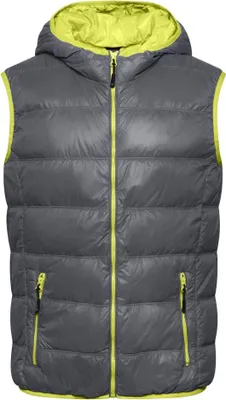 Produktbild von Ultraleichte sportliche Daunenweste mit Kapuze carbon/acid-yellow, Gr. M