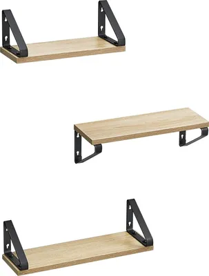 Immagine prodotto di VASAGLE scaffale da parete, scaffale galleggiante, 3 pezzi, 2 opzioni di montaggio, scaffale pensile per soggiorno, cucina, ufficio, bagno