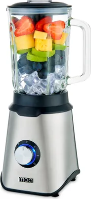 Produktbild von MOA Standmixer mit 1,5 Liter Glas-Behälter - 1000 Watt Blender Smoothie Maker - Edelstahl - TB61