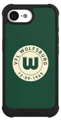 Produktbild von NIVOCASE Hülle für Apple iPhone 16e  Stoßfeste Handyhülle NIVOmax Case Schwarz Offizielles Lizenzprodukt VfL Wolfsburg 80 Jahre