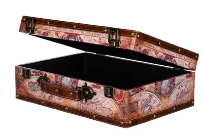 Produktbild von Truhe Kiste KD1288 Kofferoptik Kofferset Holztruhe mit Kunstleder Schatzkiste, Größe:Größe L ( 31cm B x 20cm T x 10cm H )