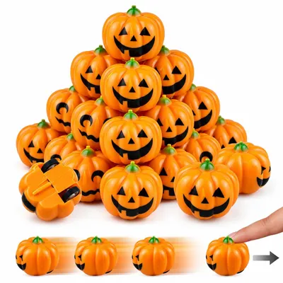 30 Halloween-Kürbis-Rückziehautos, orange, Kunststoff