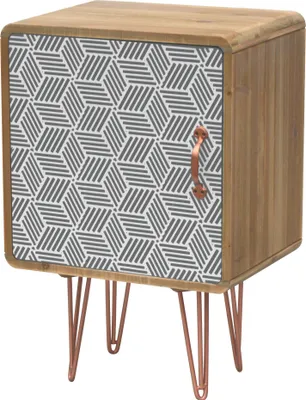 Produktbild von FURNLUX Nachttisch Portofino Grau Und Weiss Und Beige 40cm / Hauptfarbe: Beige / Abmessungen: 40 x 60 x 30 cm