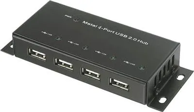 Immagine prodotto di Hub USB 2.0 a 4 porte Renkforce con alloggiamento in metallo, per montaggio a parete nero (1610328)
