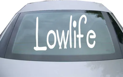 Produktbild von Indigos UG - Aufkleber Heckscheibe & Motorklappe DE2206 - weiß - 600x347 mm - Lowlife - Auto Scheiben Fenster Heckklappe Tuning Racing JDM - Die cut