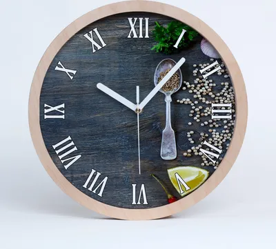Produktbild von Holzuhr 25fi cm wanduhr - weiße Spitzen - Gewürze und Kräuter