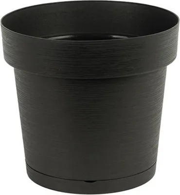 Image de Pot de fleurs en plastique avec soucoupe MELROSE GLAMOUR 18 cm, plastique, couleur anthracite, mat