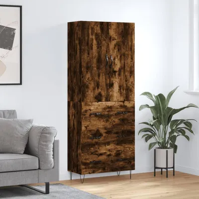 Image de vidaXL Highboard chêne fumé 69,5x34x180 cm bois composite