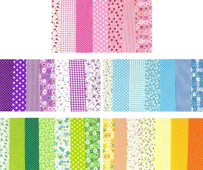 Image de kit de 35 pièces de coton pour le bricolage - Tissu doux et respirant avec imprimé floral coloré pour le quilting et les projets d'artisanat