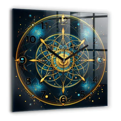 Produktbild von Wallfluent Große Wanduhr – Stilles Quarzuhrwerk - Uhr Dekoration Wohnzimmer Schlafzimmer Küche - Zifferblatt - schwarze Zeiger - 60 cm - Horoskop-Uhr
