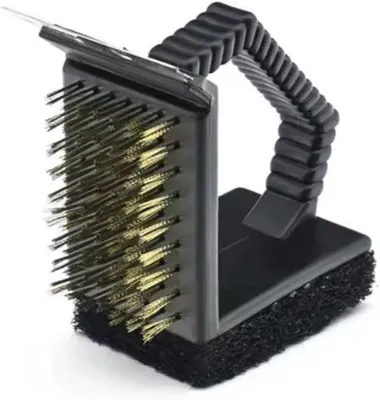 Produktbild von BBQ-Bürste, 12 cm - Edelstahlbürste - 3-in-1 Reinigung - Ideal für Grillroste