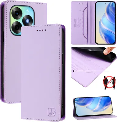 Produktbild von Lederhülle für itel S23+ / S23 Plus Hülle Flip Brieftasche Kartenfächern Ständer Schutzhülle Violett