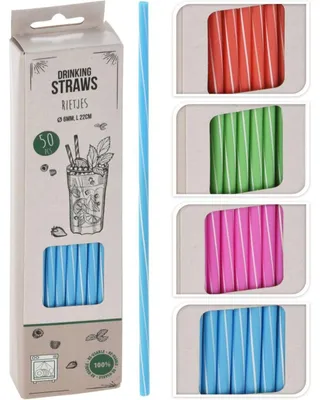 Productafbeelding van 24 rietjes van papier, set van 50 stuks, geschikt voor bars, drankjes, feesten, cocktails en andere dranken