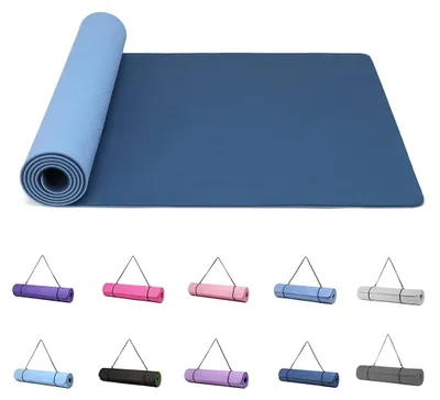 Image de Tapis de yoga TPE - Antidérapant - 6 mm - 183 x 61 cm - Avec sangle de transport