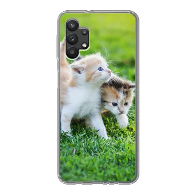 Produktbild von MuchoWow® Handyhülle Schutzhülle Hülle für Samsung Galaxy A32 5G Kätzchen - Katze - Korb - Mädchen - Kinder - Jungen - Kinder Silikon Softcase Handy Hülle - Softcase