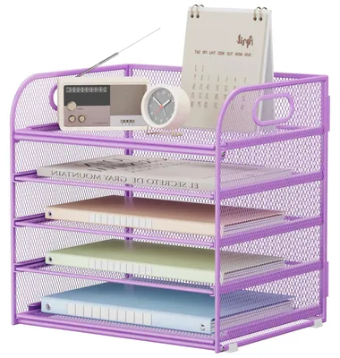 Produktbild von Solidchoice – 5-stufiger Schreibtischorganizer mit Griff – Lila