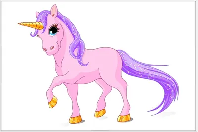 Produktbild von Wallario Wandbild Einhorn in rosa mit Schweif in lila, Größe: 61 x 91,50 cm, Poster mit weißem Aluminiumrahmen