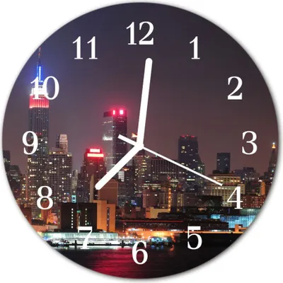 Produktbild von Glasuhr Wanduhr Küchenuhr Echt-Glas 30fi cm Skyline mehrfarbig