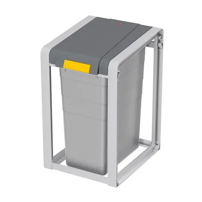 Produktbild von Hailo ProfiLine Öko XL - Mülltrennsystem Basiseinheit 38 L - Robustes Gestell und weit öffnender Deckel aus Kunststoff - beliebig erweiterbar - herausnehmbarer Inneneimer aus Kunststoff - grau