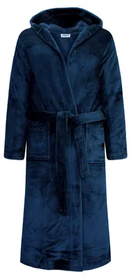 Immagine prodotto di GAUBERT Accappatoio unisex in pile con cappuccio, extra lungo, blu navy, taglia S/M