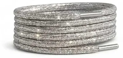 schnuersenkel glitzer silber rund