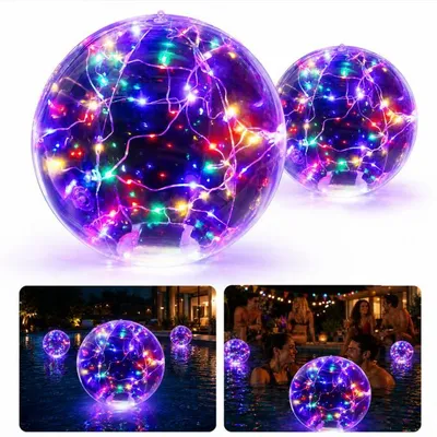 Produktbild von Schwimmende Pool Solar Lampen 2 Stück RGB LED aufblasbar wasserdicht IP65 Garten Teich Deko Licht automatische Dämmerung