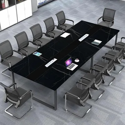 Obrázek produktu pro Konferenční stůl s kabelovým vedením, rozměry 240x100x74 cm. Moderní design pro kanceláře a konferenční místnosti