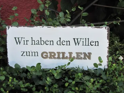 Produktbild von Shabby Chic Metallspruchschild "Willen zum Grillen"