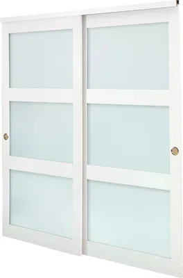 Immagine prodotto di SucceBuy porta scorrevole 1829 mm x 2032 mm (adatta alle dimensioni dell'apertura), porte scorrevoli bypass in vetro satinato con set di accessori, legno massiccio e pannello MDF con rivestimento in PVC idrorepellente per armadi Bianco