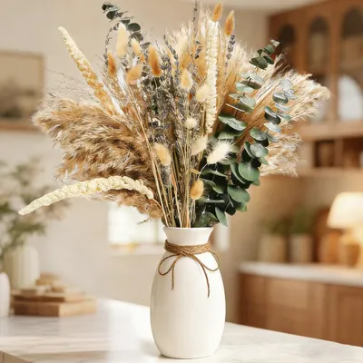 Produktbild von Pampasgras Dekoration 80 Stück, getrocknete Blumen, Boho Stil, für Tisch und Wohnzimmer