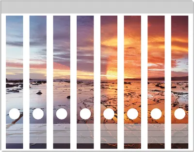 Produktbild von Wallario Ordnerrücken Sticker, selbstklebend für schmale Ordner, 8 Stück, Motiv Wattwanderung am Meer bei Sonnenuntergang