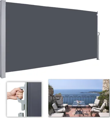 Produktbild von Hengda Seitenmarkise Markisen  Alu Garten Sichtschutz Seitenrollo Sonnenschutz 180 x 300 cm Anthrazit