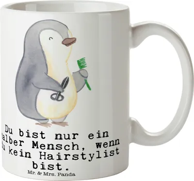 Produktbild von Mr. & Mrs. Panda Pott Hairstylist Herz - Weiß - Geschenk, Friseursalon, Lustig, Frisör, Spruch, Teepott, Tasse, Coiffeur, haferl, Kaffeetasse, Teetasse, Becher