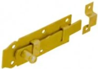 Immagine prodotto di Catenaccio con maniglia ad anello e pomolo 120x45x2,0mm giallo zincato