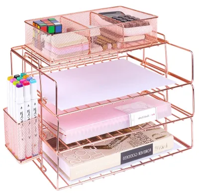 Produktbild von 5-lagiger Papierablage-Organizer in Roségold