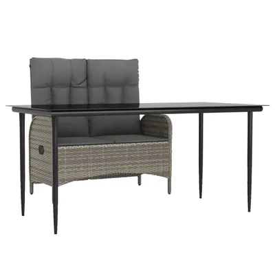 Produktbild von vidaXL 2-tlg. Garten-Essgruppe mit Kissen Grau Poly Rattan