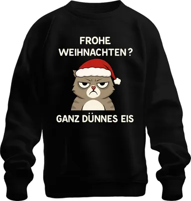 Zdjęcie produktu dla Wesołych Świąt? All Thin Ice Christmas Cat Sarcastic Uni Sweatshirt Pullover, czarny, XL