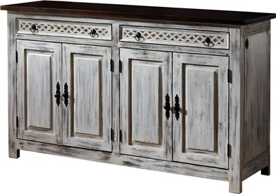 Immagine prodotto di MASSIVMOEBEL24 | credenza in legno di mango / acacia 150x45x90 bianco cerato CASTLE-ANTIK #261