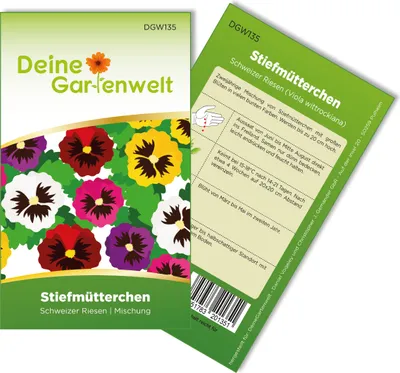 Produktbild von Stiefmütterchen Schweizer Riesen Mischung Samen - Viola wittrockiana - Stiefmütterchensamen - Blumensamen - Saatgut für 50 Pflanzen