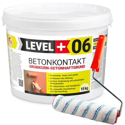Produktbild von Betonkontakt Haftbrücke Putzgrund 15Kg Holz OSB+Farbroller 25cm Mikrofaser L+06