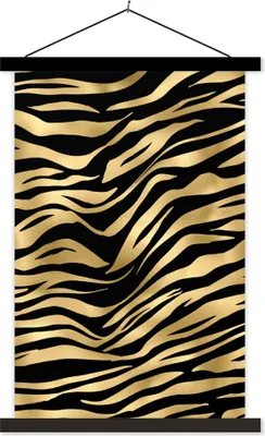 Produktbild von MuchoWow® Textilposter Muster - Zebra - Gold 120x180 cm mit schwarzem Rahmen - Fotos