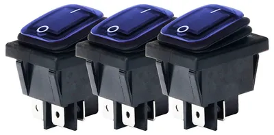 Produktbild von Orbit Wippschalter ON/OFF, 4-polig, 16A, 250V, blau, 3 Stück