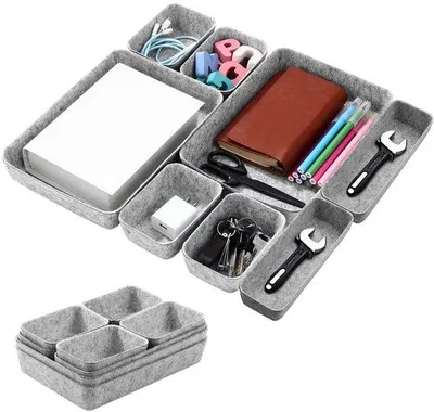 Immagine prodotto di Organizer in feltro grigio chiaro, impilabile, 8 pezzi, ufficio, armadio
