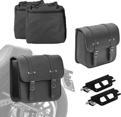 Produktbild von Set 2x Satteltasche + Halter QL für Chopper / Custombikes Standard 20-