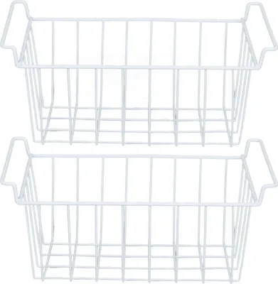 Zdjęcie produktu dla Kosz do zamrażarki Drut stalowy PE - Powłoka oszczędzająca miejsce Wielofunkcyjny organizer - Pojemnik do przechowywania żywności w lodówce Biały biały