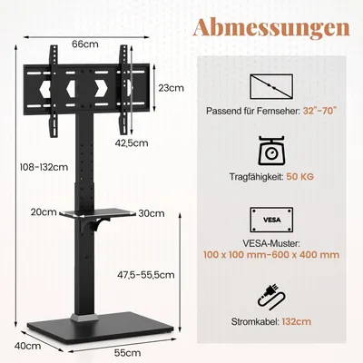 Produktbild von TV-Ständer für 32-70-Zoll-Bildschirme mit einstellbarer Höhe
